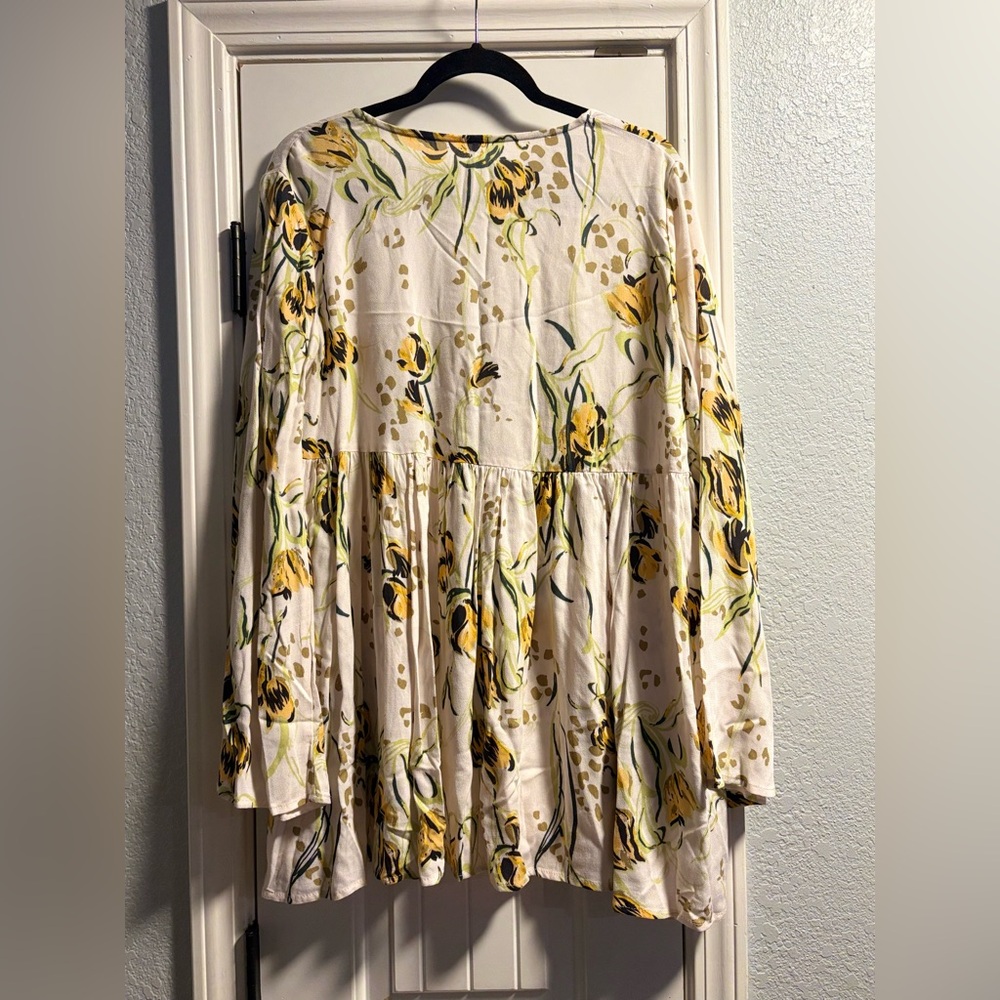 Free People Boho Bella‎ Floral Tunic Top Small Flowy Peasant Blouse - Picture 5 of 6